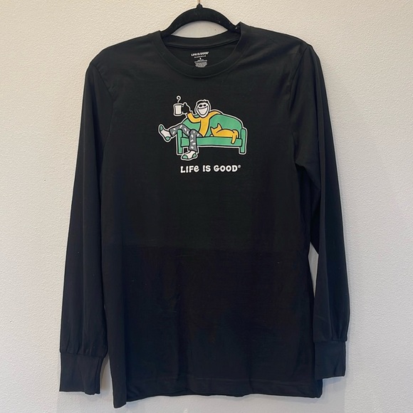 LIFE IS GOOD Sleepwear Black Shirt Size S - Picture 1 of 6